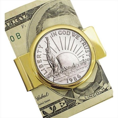 1986 Statue of Liberty Commemorative Half Dollar Coin in Goldtone Money Clip Coin Jewelry - AMERICAN COIN TREASURES 11132